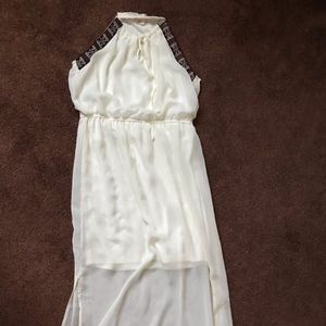 Cream Long Halter Dress